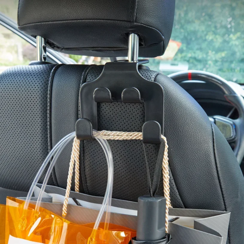 Multifunctional Car Seat Back Hook Double Head Phone Hanger Headrest Hanging Bag Storage 1/2pcs