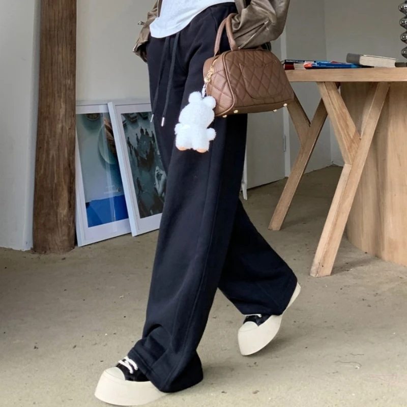 Deeptown Baggy Gray Sweatpants Women Jogger Sports Korean Style Harajuku Pants Casual Jogging Wide Leg Trousers Summer Fashion
