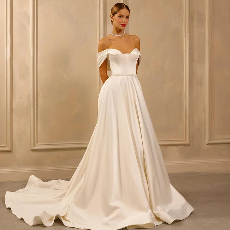 

Женское свадебное платье It's yiiya, Белое мягкое атласное платье А-силуэта до пола на лето 2019