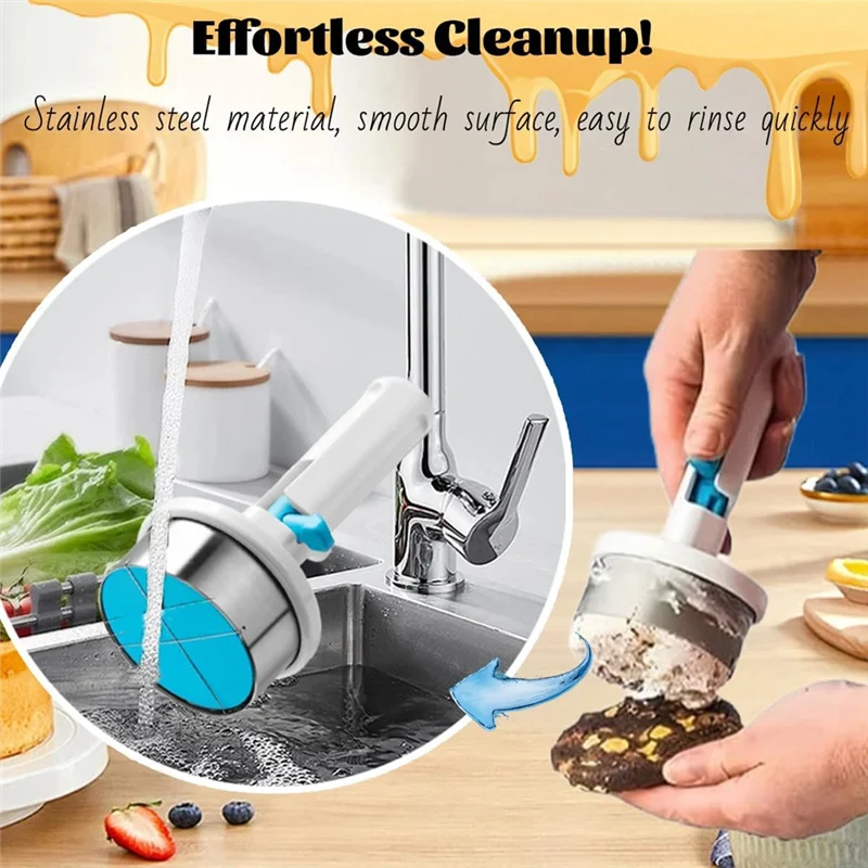 B82B-DIY Stainless Steel Ice Cream Sandwich Maker Spoon Ice Cream Cookie Scoop One-Handed