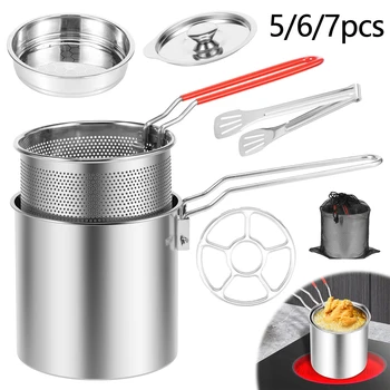 Stainless Steel Deep Fryer with Frying Basket Multifunctional Oil Fryer Pot Kitchen Specific Frying Chicken Fries Cooking Tools 1