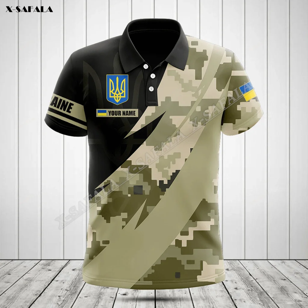 

Ukraine Camo Army Flag Europe Emblem 3D Print Cosplay For Men Clothing Polo Shirt T-Shirts Top Short Sleeve Tee Breathable