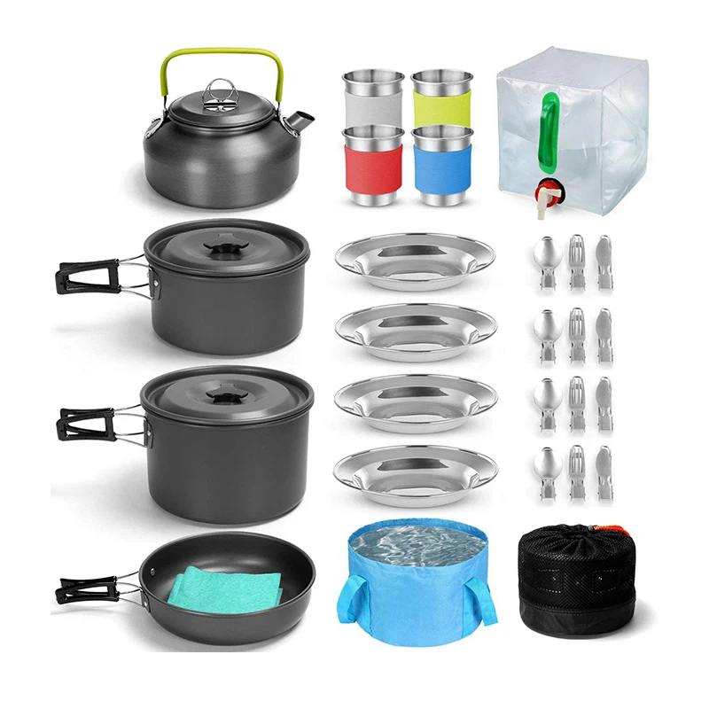 

4 People Outdoor Camping Cookware Portable Picnic Barbecue Cookware Set Cooking Camping Tableware Hiking And Picnic