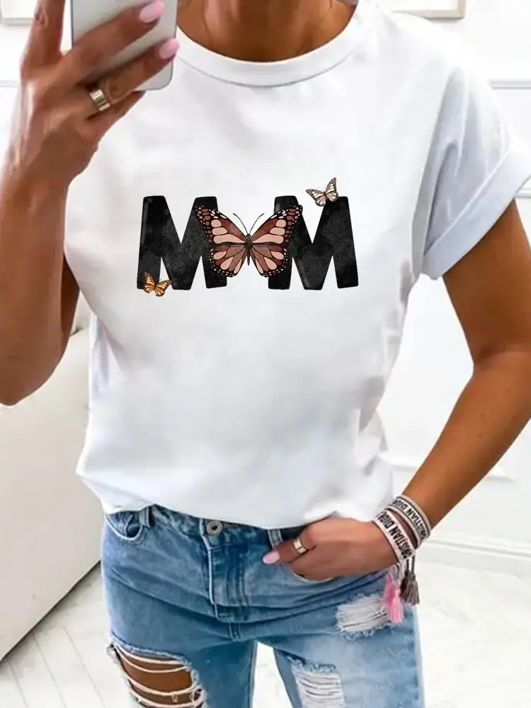 

Women Fashion Clothes Print T Shirt Clothing Mom Letter Sweet 90s Summer Basic Top Short Sleeve Tee Graphic T-shirts