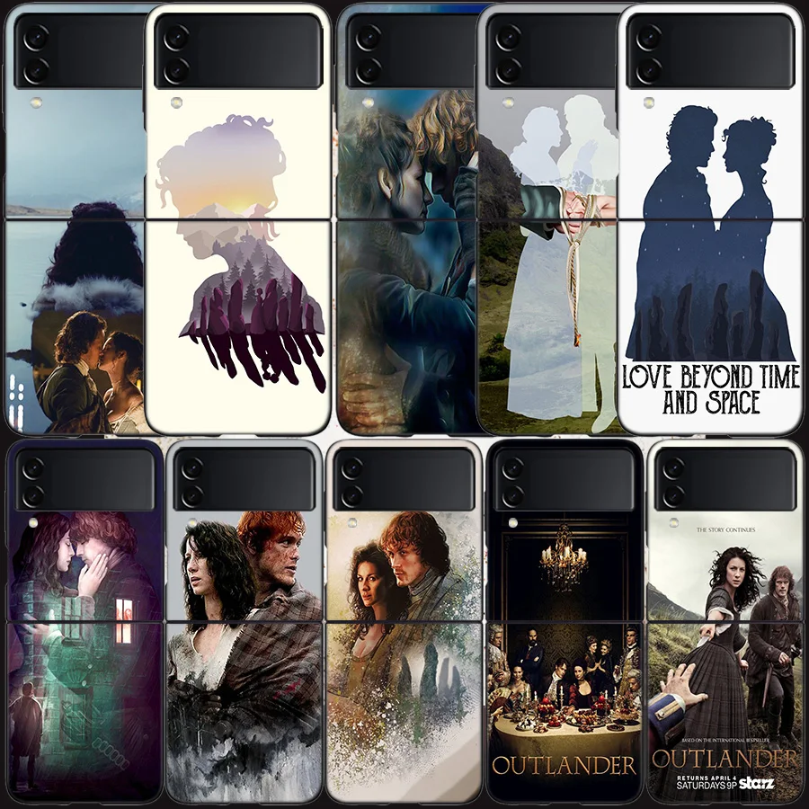 Outlander Tv Series Custodia Per Samsung Galaxy Z Flip 3 Flip 5 4 5G Cover Rigida Nera Per Cellulare Samsung Z Flip 5 5G Luxury Pc Shell