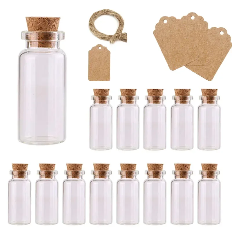 AZKEEGREY 40 stuks mini-glazen flessen met kurk, 50 ml glazen flessen voor huwelijksgunsten, borrelglazen flessen met kurkstoppen, labellabels en koord voor knutselen, decoratie, bruiloftsfeest