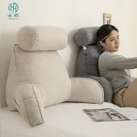 Reading Study Pillow,Bed Wedge with Arms and Pockets Bolster Back Support, Lumbar for Sofa,Office Chair Decorative Pillow 1