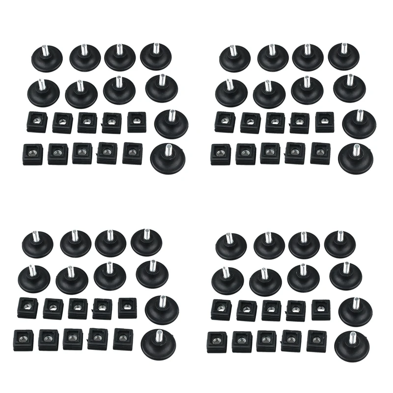 

40 Sets 45Mm Base Dia Adjustable Leveling Foot 25Mmx25mm Square Tube Insert Kit