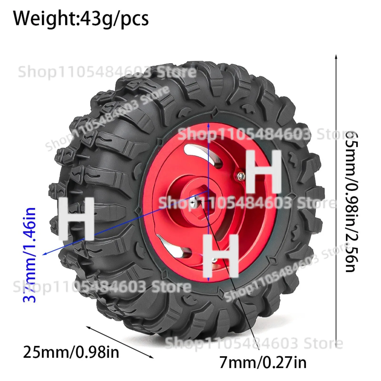 트랙사스 1/18 TRX4M 랜드로버 TRX4MT RC 자동차용 1.3인치 휠 및 타이어(4개)