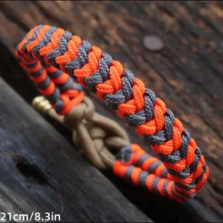Handmade Paracord Survival Bracelet - Adjustable Outdoor Tactical Gear (Orange)