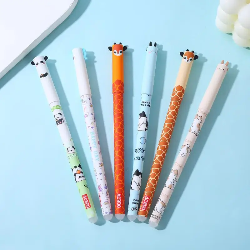 6/8/10 Pcs Cute Writing Tools Animal-shaped Erasable Pens For Journaling Writing Office Supplies Gift Ideas Office Stationery - 4