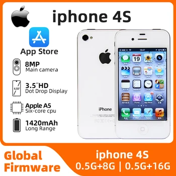 Used Original Apple Iphone 4s Phone Dual core 8GB/16GB/32GB 8MP Camera GPS 3.5'' TouchScreen used phone 1