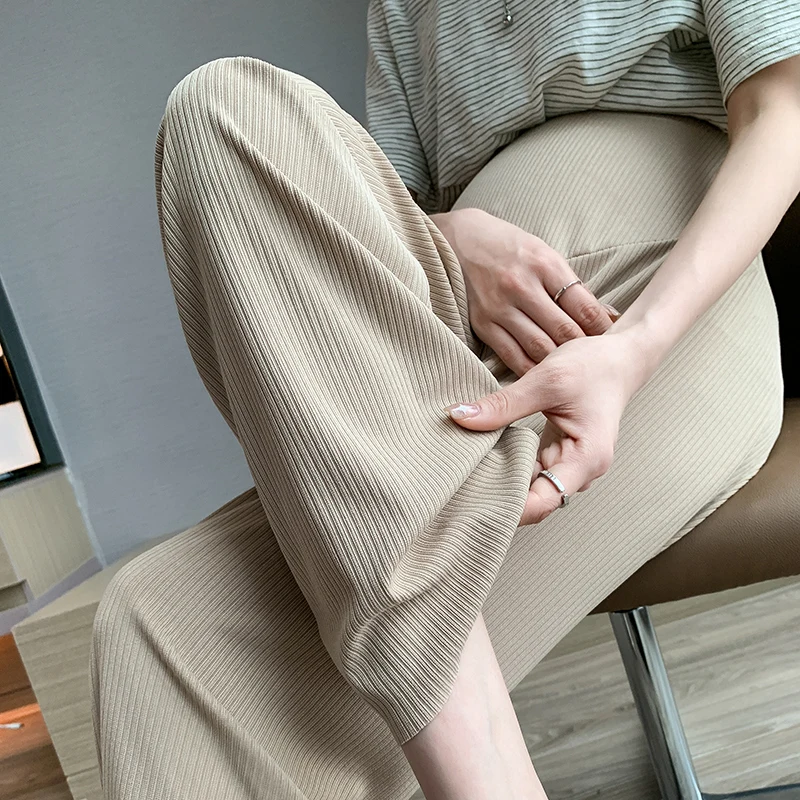 

3XL 4XL Fashion Maternity Long Straight Pants Wide Leg Loose Belly Trousers Clothes For Pregnancy High Waist Pregnancy Clothing