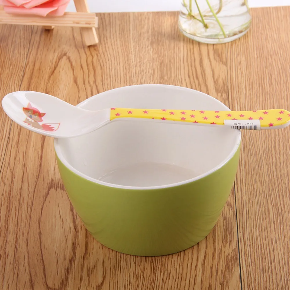 Cute Print Cartoon Baby Kids Feeding Spoon Melamine Baby Spoon Flatware Set baby feeding spoons