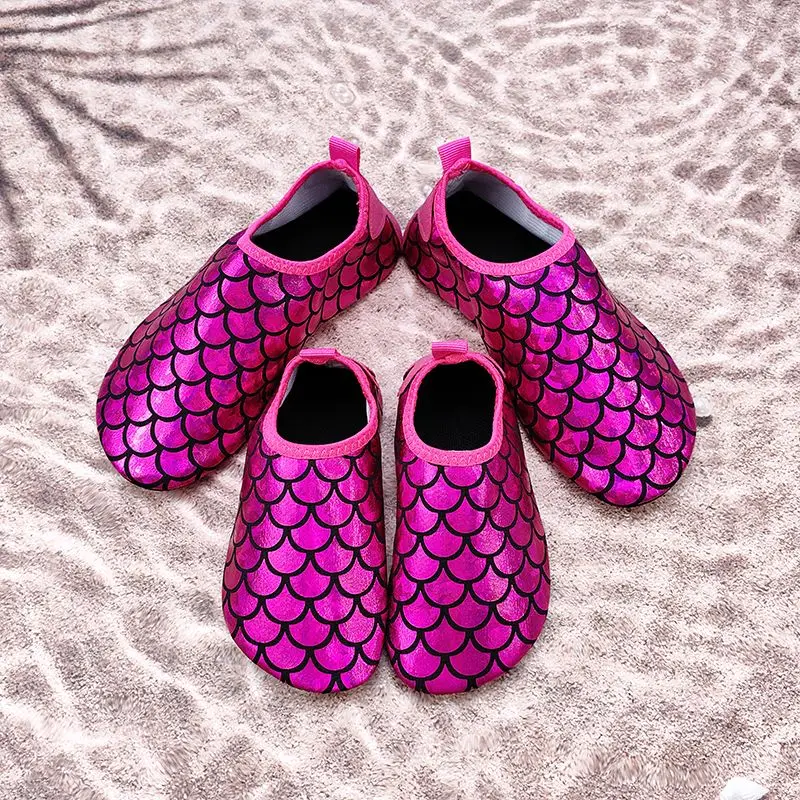 Mermaid Scale Girls Aqua Shoes Summer Bling Children Beach Swimming Shoes New Princess Anti Slip Soft Toddler Kids Slippers 4