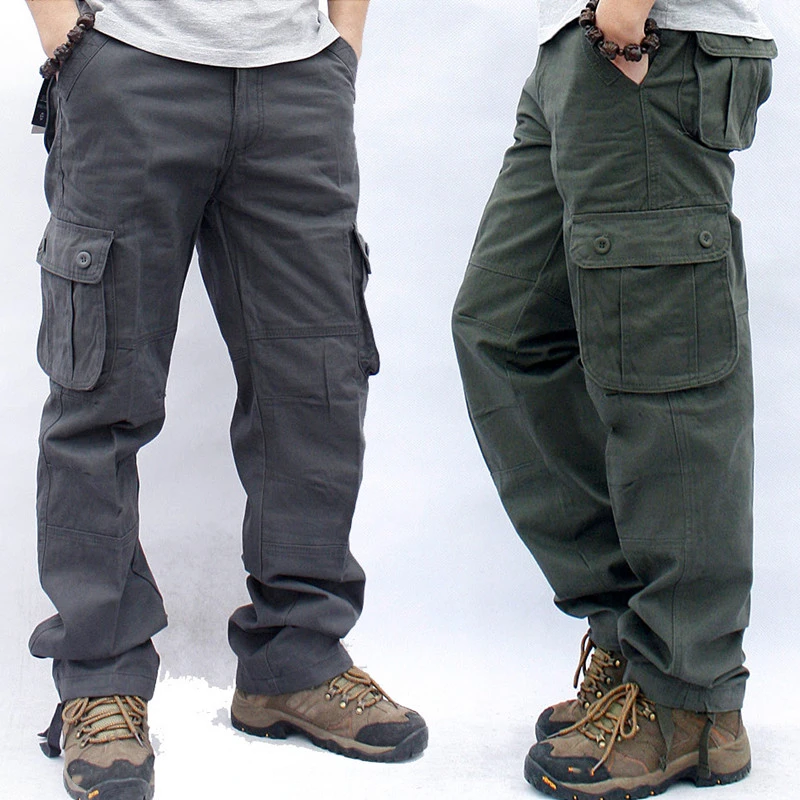 Cargo Pants Men Spring Autumn Workout Overalls Straight Trousers Multi-Pocket Baggy Casual Cotton Wear-Resistant Slacks Pants cargo pants military cargo pants men casual pants