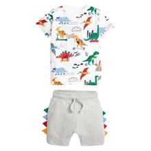 

Children Summer Baby Boy Boutique Clothes Toddler Dinosaur Design Tops Cotton Birthday Clothing Set for Kids 2 3 4 5 6 7 Years