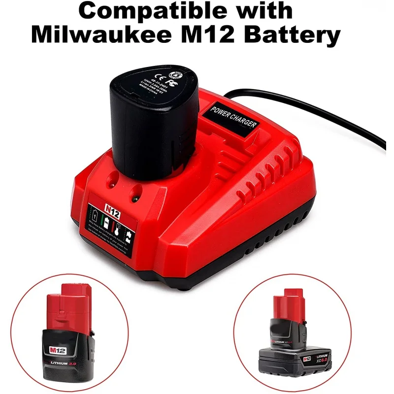 

12V M12 Battery Charger Replacement for Milwaukee M12 Charger 48-59-2401 Compatible with Milwaukee M12 Lithium Battery