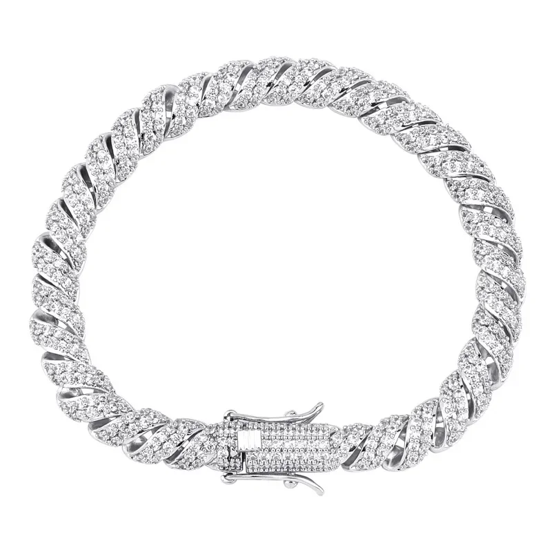 

В стиле «хип-хоп» с мелким цирконием AAA камнем Bling льдом свивки цепи Браслеты личность Для мужчин, реперские кепки ювелирные изделия Прямая доставка