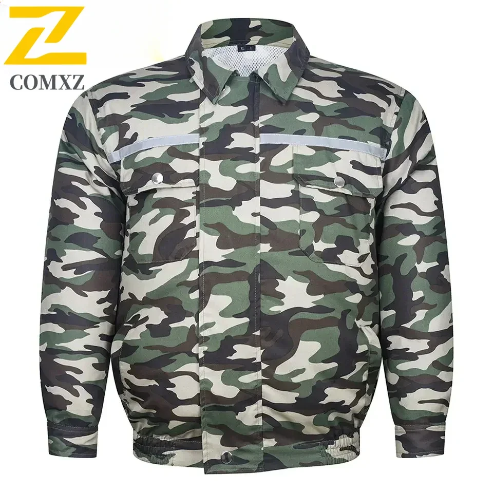 COMXZ Summer Outdoor Cooling Fan Jacket Men -9℃ Air Conditioning Clothing Sun-Protcetive Coat Construction Work Clothes Jacket