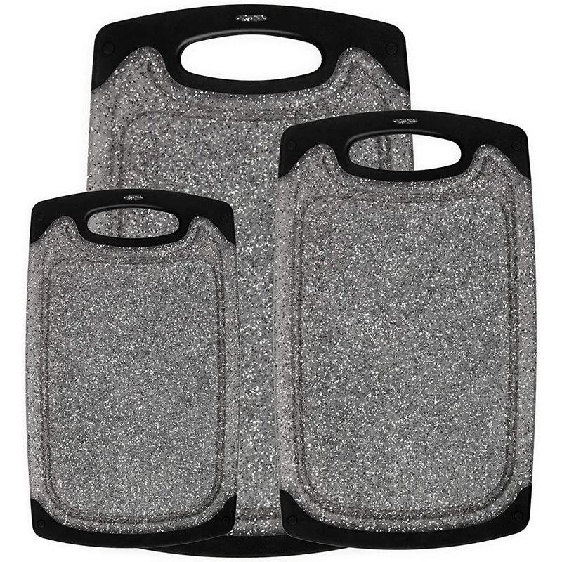 

Реверсивная разделочная доска, набор из 3 предметов, пластиковая разделочная доска для кухни, нескользящая конструкция с искусственной кожей, без БФА