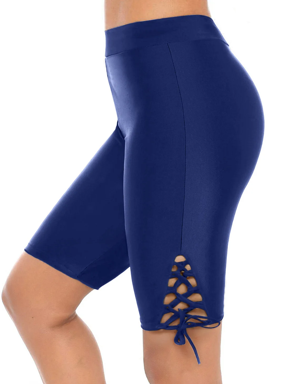 Giolshon Summer Women High Waist Swim Shorts Cropped Mid-Length Sport Surfing Leggings Swimwear Sun Protection Pants Slim Bottom