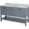 61" Bathroom Vanity with Two Sinks Double Bathroom Vanity with Marble Top, 4 Doors, 2 Drawers, for Bathroom，No Mirror (Grey) 6