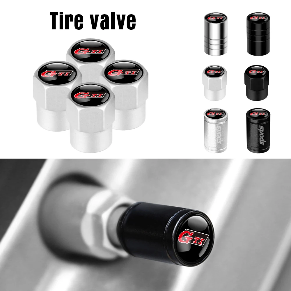 Tire Valve Caps Car Styling 3D Metal Wheel Stem Air Valve Caps Tire Dust Covers For Volkswagen R Rline Golf GTI Passat Touareg Polo Tiguan