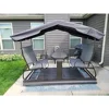 Aluminum Frame 4-Seat Outdoor Glider Bench with Canopy Sling Seat Retro Metal Patio Swing Chair Garden Furniture 2