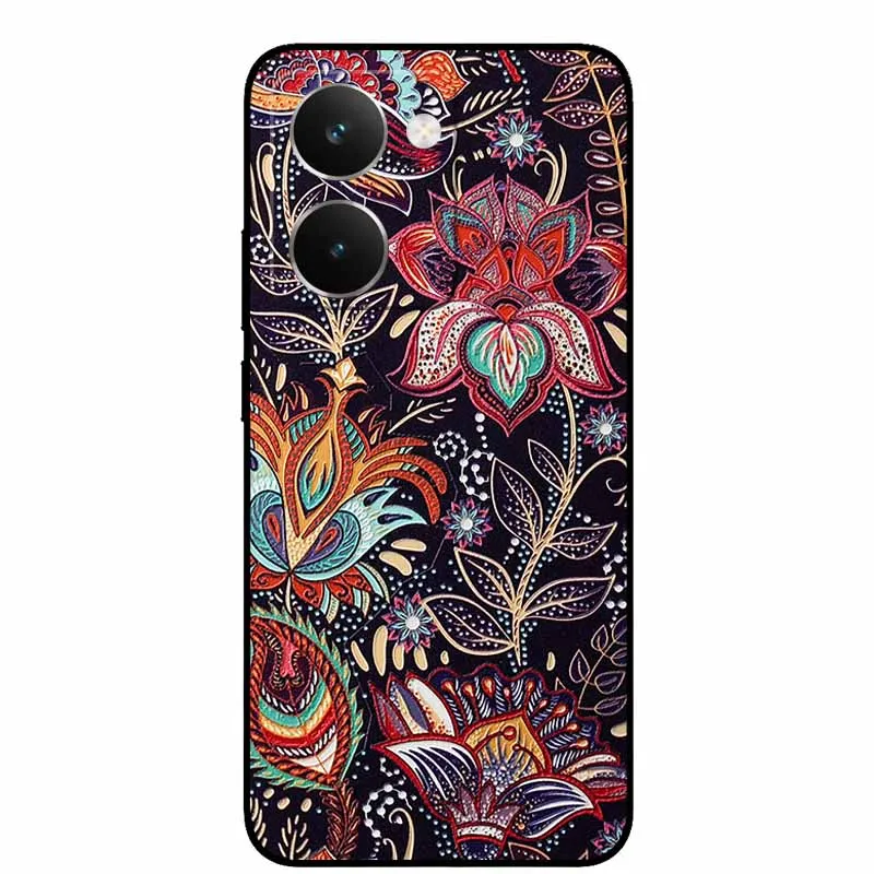 Vintage 3D Embossed Silicone Back Cover – Black Retro Design