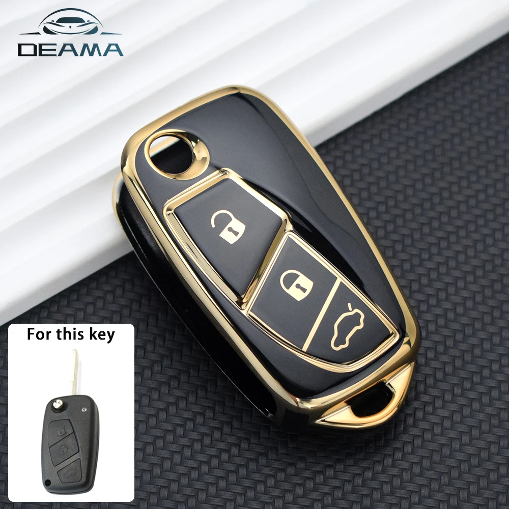 Tpu Car Key Case Cover Chiave Pieghevole Shell Per Fiat 500 Key Shell Panda Stilo Ducato Punto Protector Accessori Auto