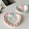 Cute Ceramic Dinner Plate Love Bow Jewelry Display Tray Wavy Edge Breakfast Plate Home Decor Photography Props 2