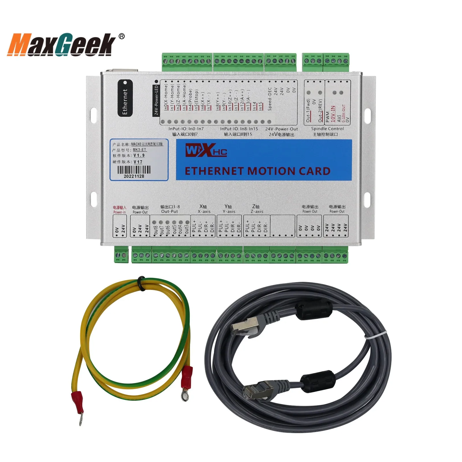 

Maxgeek 3/4/6 Axis Mach3 CNC Controller Board Ethernet Motion Card Ethernet Port CNC Motion Controller