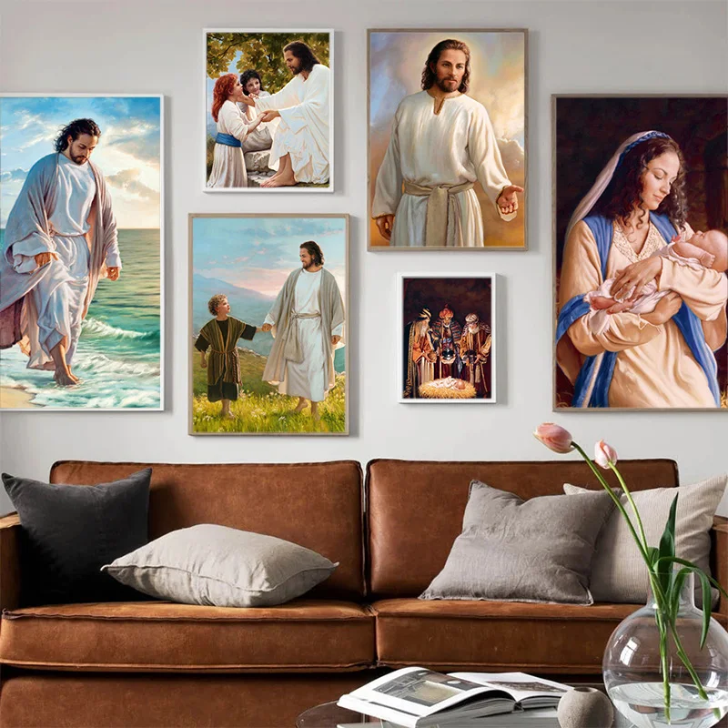 

Nordic Jesus and The Virgin Mary Bible Story Print Art Canvas Poster For Living Room Decor Home Wall Picture