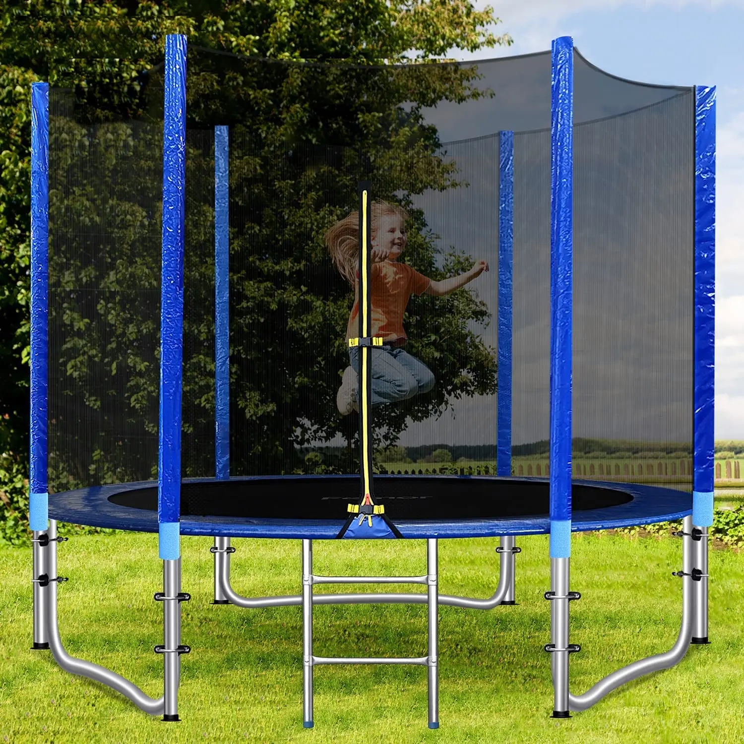 Trampoline 312 cm avec filet extérieur et échelle - Appareil de Fitnes 