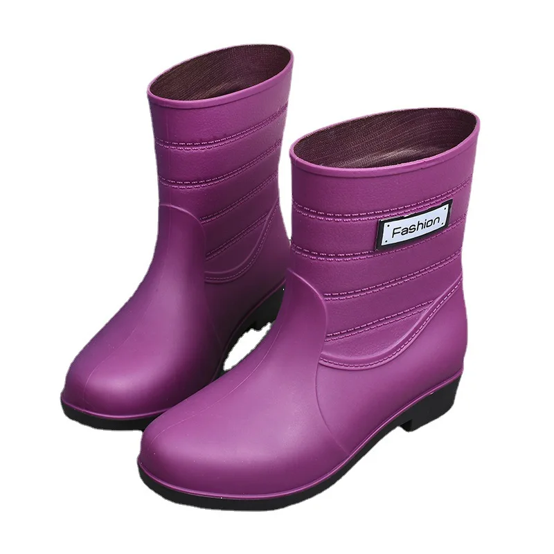 Women's Shoes 2023 Solid Color Mid- Calf Women Rubber Boots Style Rain Boots Non-slip Outside Working Shoes Water Ladies Shoes