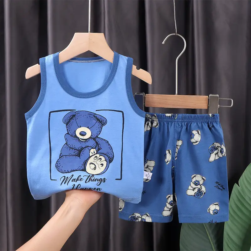 2PCS Children Clothing Vest Suit Children's Sets Summer Cotton T-Shirts Shorts Boys Girls Sleeveless Kids Clothes for baby - Image 14