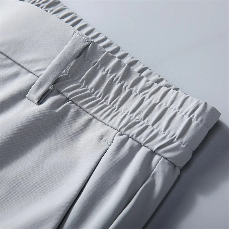 2022 New Summer Breathable Casual Pants Men Stretched Nylon Silk Cooling Slim Chinos Male Business Casual Straight Long Trousers work casual pants