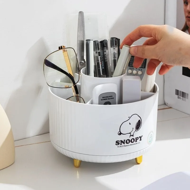 

Настольный Вращающийся ящик для хранения Snoopy, тубус для хранения кистей для макияжа, стойка для косметики, настольный туалетный столик, держатель для ручек и кистей для теней
