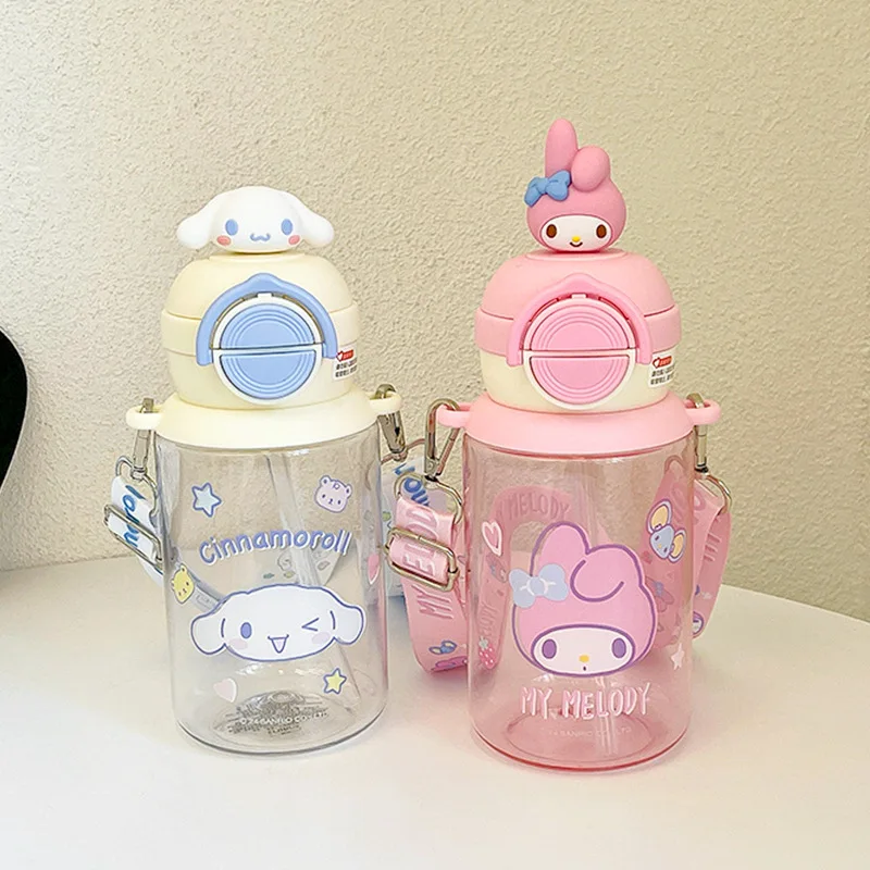 

Children's Water Cup for School Sanrio Anime Kuromi Melody Cinnamon Dog Straw Cup for Girls Cute Cartoon Portable Kettle