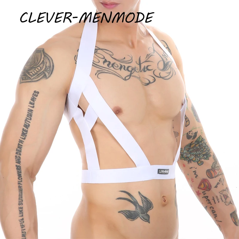 CLEVER-MENMODE Sexy Harness Men BDSM Hollow Out Bondage Halter Elastic Body Chest Belt Fetish Costumes Nightwear Exotic Lingerie