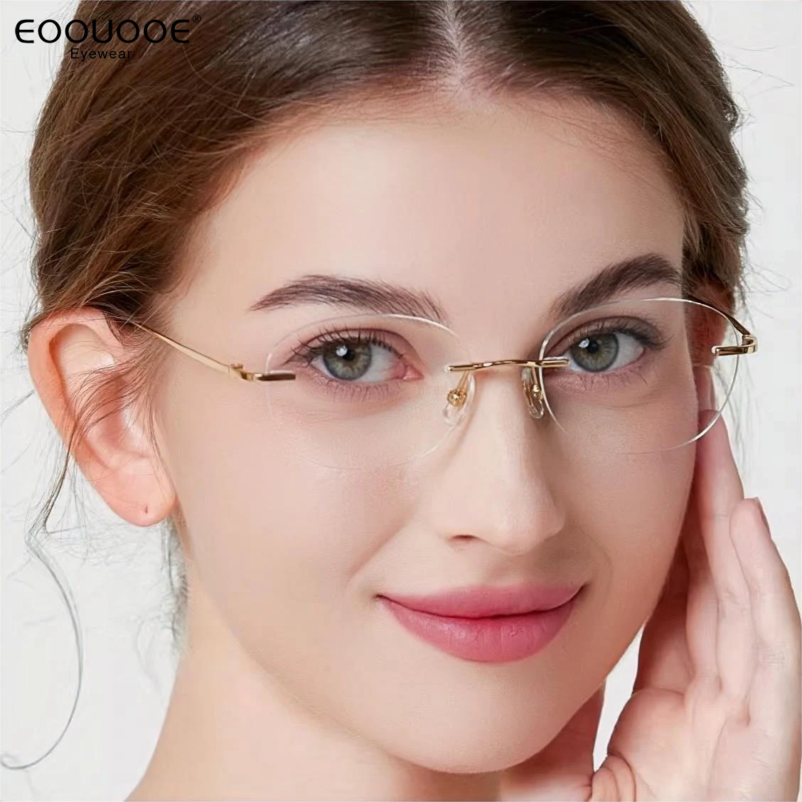 

51mm Women Titanium Rimless Oval Design Gold Eyeglasses Frame Prescription Myopia Reading Glasses 6g