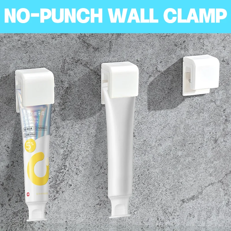 Toothpaste Squeezer Bathroom Accessories Waterproof Non-Slip Toothpaste Hanging Rack Organizer No Hole Punching