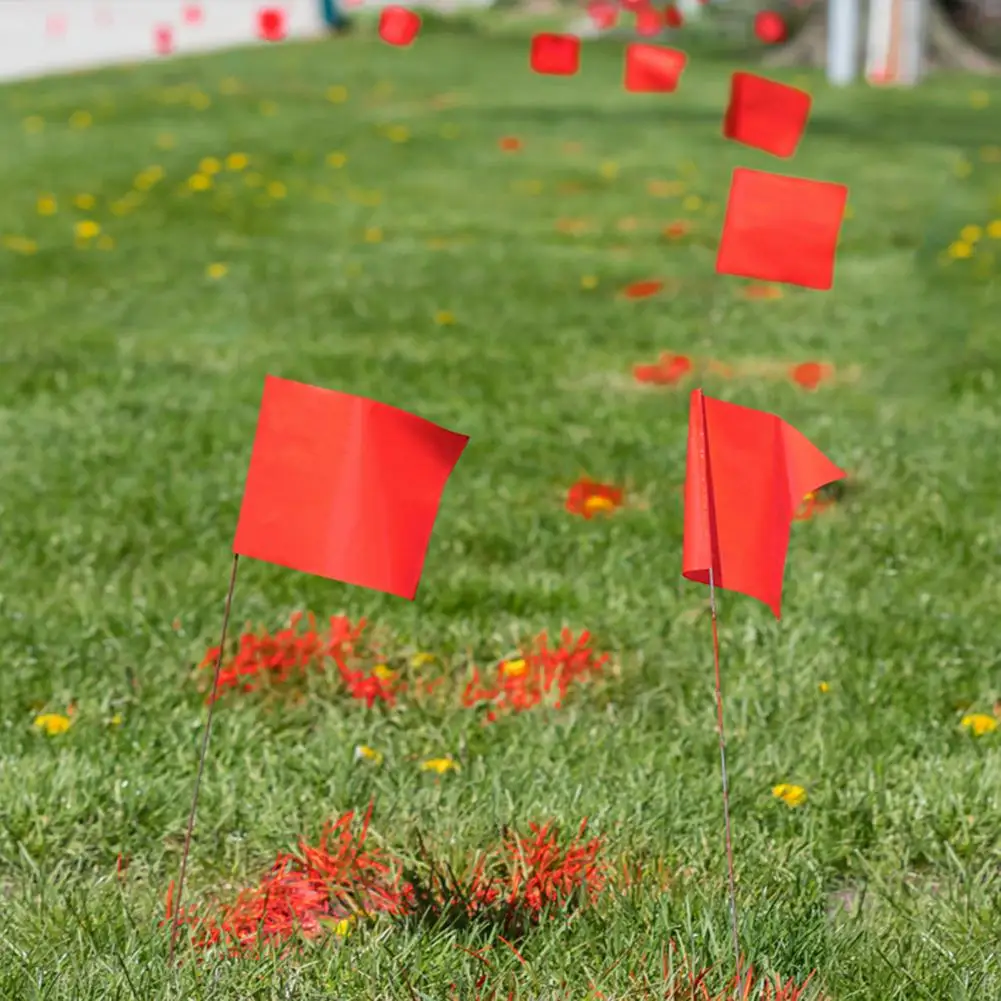 100Pcs 14*10cm Marking Flags Lawn Flag Markers Waterproof Non-Fading PVC Landscape Flags Sprinkler Flags Gardening Accessories