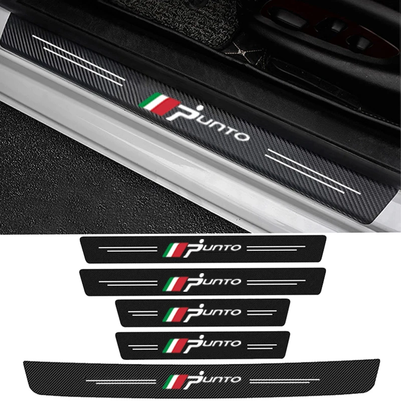 

Накладка на порог передней и задней двери автомобиля для Fiat PUNTO значок из углеродного волокна приветственная педаль багажник порог защитные наклейки