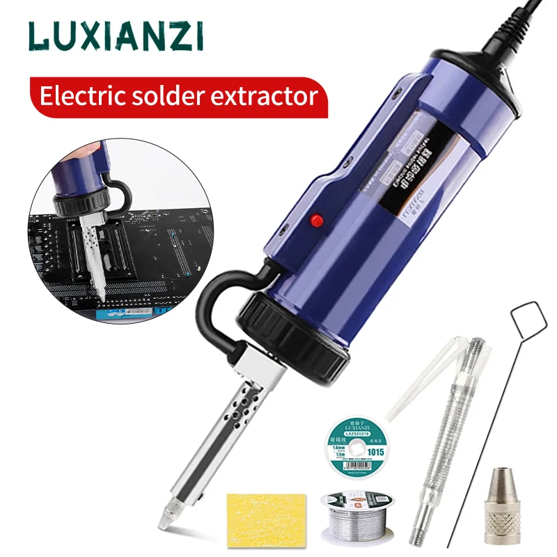 

LUXIANZI 220V Electric Solder Sucker Desoldering Pump Portable Vacuum Suction Gun Tin Soldering Repair Removal Hand Tool Kit