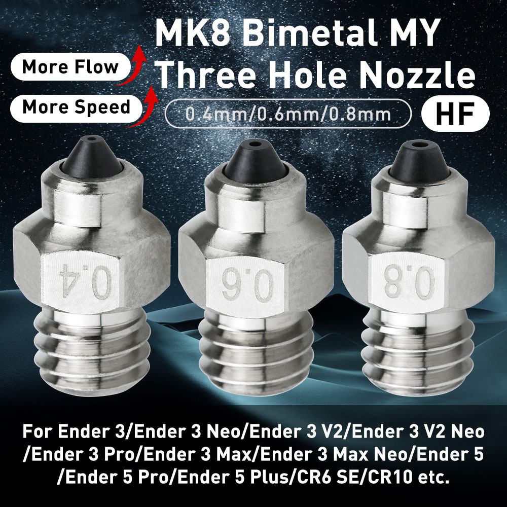MK8 Nozzle CHT Bimetal Three Hole Hardened Steel High Flow Extrusora Print Head for Ender 3 v2 Ender 5 CR6 SE CR10 3D Printer