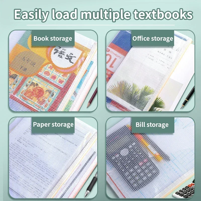 Zippered Document Bag,Transparent Storage Pouches for Papers,Books&Exams,Ideal for Classroom Organization,Office&School Supplies