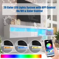 Floating TV Stand with Led Lights, 71 inch Wall Mounted TV Shelf with Power Outlet, Center Media Console with Storage Cabinet 2