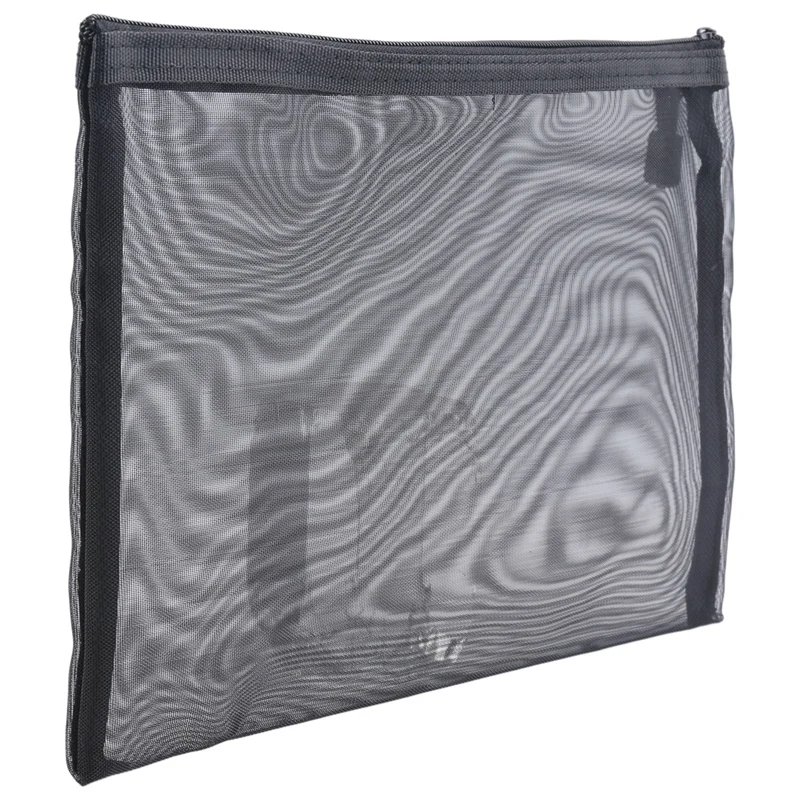 A42I-12 Pieces Mesh Bags Black Mesh Zipper Pouch Makeup Bags Cosmetic Travel Organizer Bags Pencil Case 6